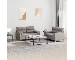 vidaXL Loungeset - 2-delig - Met Kussens - Taupe Loungeset - Bankstel - Tuinset - Buitenmeubilair - Loungehoek