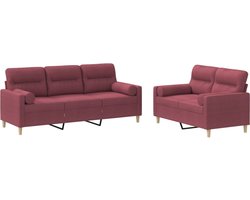 vidaXL Loungeset - 2-delig - Wijnrood - Inclusief Kussens Loungeset - Bankstel - Tuinmeubelen - Lounge Set - Rood Meubilair