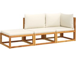 vidaXL Loungeset 3-delig - Acaciahout - Inclusief kussens Loungeset - Acacia Hout - Buitendecoratie - Tuinmeubels - Lounge Set - Comfy - Outdoor Furniture - Balkon Decoratie