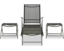 vidaXL Loungeset 3-delig - Aluminium - Zilver Tuinstoelen - Lounge Set - Loungestoel - Buitendecor - Aluminium Meubel