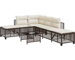 vidaXL Loungeset - 3-delig - Poly Rattan - Bruin Loungeset - Tuinmeubelen - Pe Rattan - Lounge Set - Tuinlounge - Loungebank - Relaxstoel - Buitendining - Balkonset