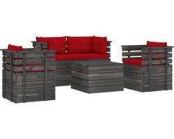 vidaXL Loungeset 5-delig - Grenenhout - Met Kussens Pallet Tuinset - Tuinmeubels - Lounge Set - Buiten Meubilair - Granenhouten Meubel