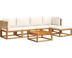 vidaXL Loungeset 6-delig - Acaciahout - Inclusief Kussens Tuinmeubels - Lounge Set - Acacia Hout - Outdoor Furniture - Tuinset - Comfy Seating - Modulair Design - Hoekkussens - Voetenbank