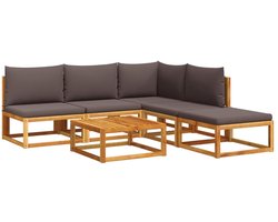 vidaXL Loungeset 6-delig - Acaciahout - Inclusief Kussens Tuinmeubles - Lounge Set - Acacia Hout - Tuinset - Buitendecoratie - Loungebank - Hoekbank - Zitzakken