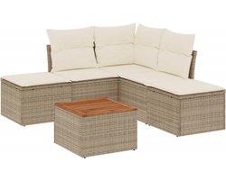 vidaXL Loungeset 6-delig - Beige - Inclusief kussens