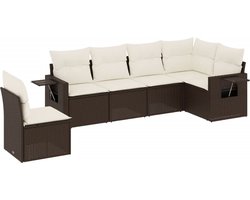 vidaXL Loungeset 6-delig - Bruin - Met Kussens Loungeset - Tuinset - Hoekbank - Buitendecoratie - Lounge Set