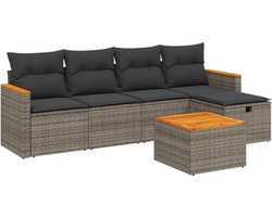 vidaXL Loungeset 6-delig - Grijs - Inclusief Kussens
