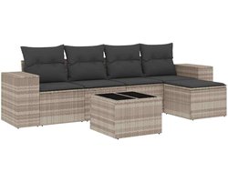 vidaXL Loungeset 6-delig - Lichtgrijs - Inclusief Kussens Loungebank - Lounge Set - Buis Meubel - Tuinbank - Outdoor Furniture