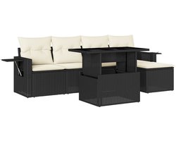 vidaXL Loungeset 6-delig - Poly Rattan - Zwart