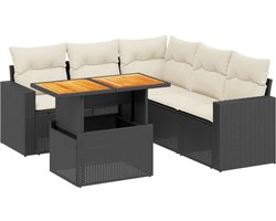 vidaXL Loungeset - 6-delig - Poly Rattan - Zwart Loungeset - Tuinset - Buitendecoratie - PE-rattan - Lounge Set - Outdoor Furniture - Balkon Decoratie