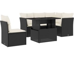 vidaXL Loungeset 6-delig - Zwart - Inclusief kussens