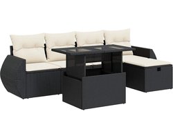 vidaXL Loungeset 6-delig - Zwart - Inclusief kussens
