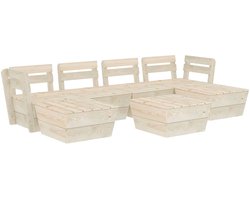 vidaXL Loungeset - 7-delig - Geïmpregneerd Vurenhout Loungeset - Pallet Lounge - Tuinset - Buitendecor - Garden Furniture
