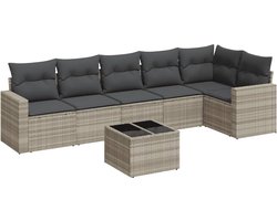 vidaXL Loungeset 7-delig - Lichtgrijs - Inclusief kussens Loungebank - Tuinbank - Lounge Set - Buitendecoratie - Outdoor Furniture