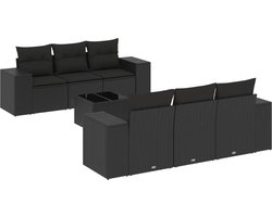 vidaXL Loungeset - 7-delig - Met Kussens - Zwart