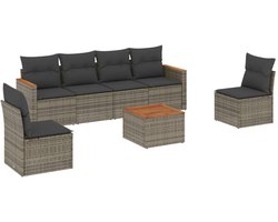 vidaXL Loungeset - 7-delig - Poly Rattan - Grijs Loungeset - Lounge Set - Tuinlounge - Buitentijnen - Outdoor Furniture