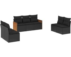vidaXL Loungeset 7-delig - Zwart - Met kussens Loungeset - Tuinset - Lounge Set - Outdoor Furniture - Garden Furniture