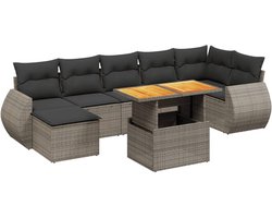 vidaXL Loungeset - 8-delig - Grijs - Inclusief kussens Loungeset - Set Buiten - Lounge Set - Tuinlounge - Loungebank
