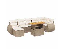 vidaXL Loungeset 8-delig - Poly Rattan - Beige Tuin Lounge Set - Loungebank - Buitendiner - Outdoor Furniture - Garden Sofa