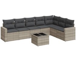 vidaXL Loungeset 8-delig - Poly Rattan - Lichtgrijs Loungebank - Tuinset - Lounge Set - Buitendecoratie - Outdoor Furniture