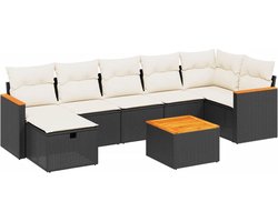 vidaXL Loungeset - 8-delig - Zwart - Inclusief Kussens