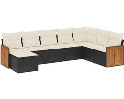 vidaXL Loungeset 8-delig - Zwart - Met kussens Loungeset - Tuinset - Lounge Set - Buitendecoratie - Outdoor Furniture