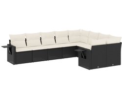 vidaXL Loungeset 9-delig - Poly rattan - Zwart Loungeset - Tuinset - Lounge Set - Outdoor Furniture - Garden Furniture
