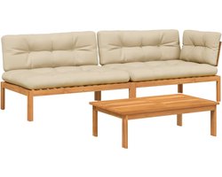 vidaXL Loungeset - Acaciahout - Inclusief Kussens Tuinbank - Lounge Bank - Buitenbank - Acacia Hout - Palettenbank - Loungeset - Balkon Set - Terrassenset