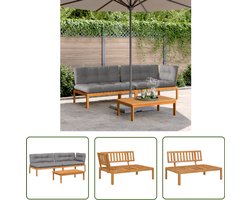 vidaXL Loungeset Hout - Tuin Lounge Set - 3-delige Loungeset pallet met kussens massief acaciahout - Acacia Bank - Buitendecoratie - Buitenmeubelen