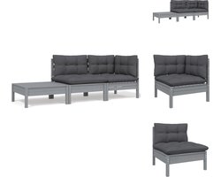 vidaXL Loungeset - Loungesets - Lounge Set - Lounge Sets - 3-delige Loungeset met kussens massief grenenhout grijs