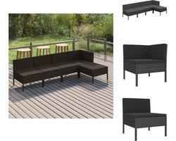 vidaXL Loungeset - Loungesets - Lounge Set - Lounge Sets - 5-delige Loungeset met kussens poly rattan zwart