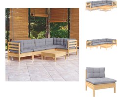vidaXL Loungeset - Loungesets - Lounge Set - Lounge Sets - 6-delige Loungeset met grijze kussens grenenhout