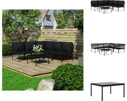 vidaXL Loungeset - Loungesets - Lounge Set - Lounge Sets - 6-delige Loungeset met kussens PVC zwart