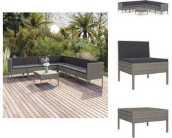 vidaXL Loungeset - Loungesets - Lounge Set - Lounge Sets - 8-delige Loungeset met kussens poly rattan grijs