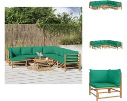 vidaXL Loungeset - Loungesets - Tuinset - Bamboe Loungeset - 9-delige Loungeset met kussens bamboe groen