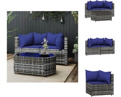vidaXL Loungeset - Loungesets - Tuinset - Rattan Loungeset - 3-delige Loungeset met kussens poly rattan grijs