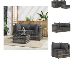 vidaXL Loungeset - Loungesets - Tuinset - Rattan Loungeset - 3-delige Loungeset met kussens poly rattan grijs