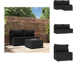 vidaXL Loungeset - Loungesets - Tuinset - Rattan Loungeset - 3-delige Loungeset met kussens poly rattan zwart