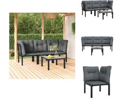 vidaXL Loungeset - Loungesets - Tuinset - Rattan Loungeset - 4-delige Loungeset poly rattan zwart en grijs
