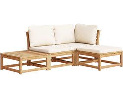 vidaXL Loungeset - Loungesets - Tuinset - Tuinbank - 4-delige Loungeset met kussens massief acaciahout
