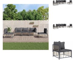 vidaXL Loungeset - Loungesets - Tuinset - Tuinbank - 5-delige Loungeset met kussens poly rattan antracietkleurig