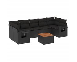 vidaXL Loungeset - Loungesets - Tuinset - Tuinbank - 8-delige Loungeset met kussens poly rattan zwart