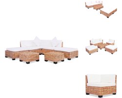 vidaXL Loungeset Natuurlijk Rattan 18-delig Woonstijl - Loungebank - Ratan Meubilair - Tuinmeubel - Binnenmeubel