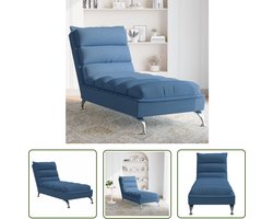 vidaXL Loungestoel - Chaise Longue - Chaise longue met kussens stof blauw - Tuinstoel - Buitenmeubel - Blauwe Stoffen Meubels