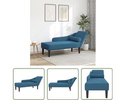 vidaXL Loungestoel - Chaise Lounge - Chaise longue met kussens fluweel blauw - Relaxstoel - Blauwwaren - Velours Stoffen Meubels