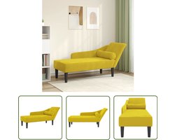 vidaXL Loungestoel - Chaise Lounge - Chaise longue met kussens fluweel geel - Relaxstoel - Velours Fauteuil - Gele Bank