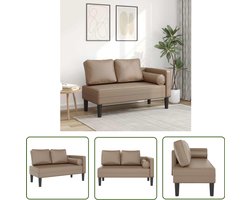vidaXL Loungestoel - Chaise Lounge - Chaise longue met kussens kunstleer cappuccino - Koffiebruine Fauteuil - Kunstleder Meubels - Comfortabele Stoel