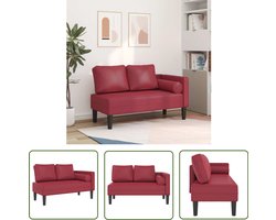 vidaXL Loungestoel - Chaise Lounge - Chaise longue met kussens kunstleer wijnrood - Relaxstoel - Kunstleder - Rood