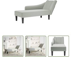vidaXL Loungestoel - Chaise Lounge - Chaise longue met rechterarmleuning fluweel lichtgrijs - Velours Fauteuil - Relaxstoel - Comfortabele Stoel