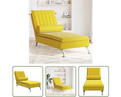 vidaXL Loungestoel - Massage Fauteuil - Massage chaise longue met bolster fluweel geel - Fluweel Stoffen Meubels - Gele Fauteuils - Relaxfauteuil